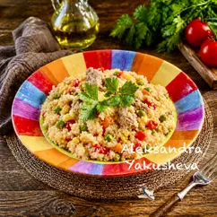 Крупа Кус-Кус с овощами и индейкой в мультиварке