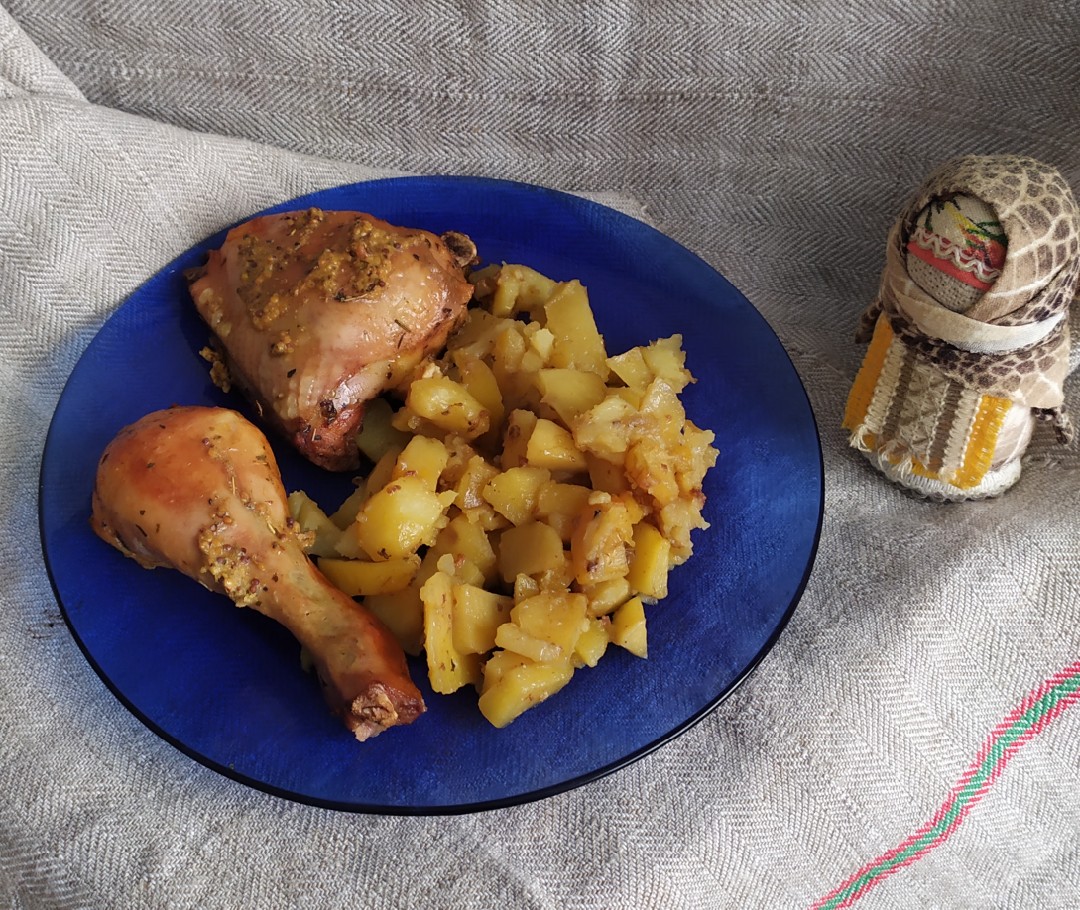 Курица в духовке с картошкой и овощами пошагово