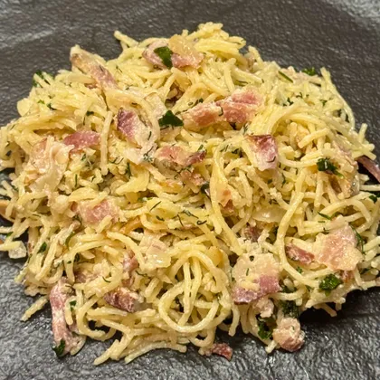 Паста с беконом и грибами
