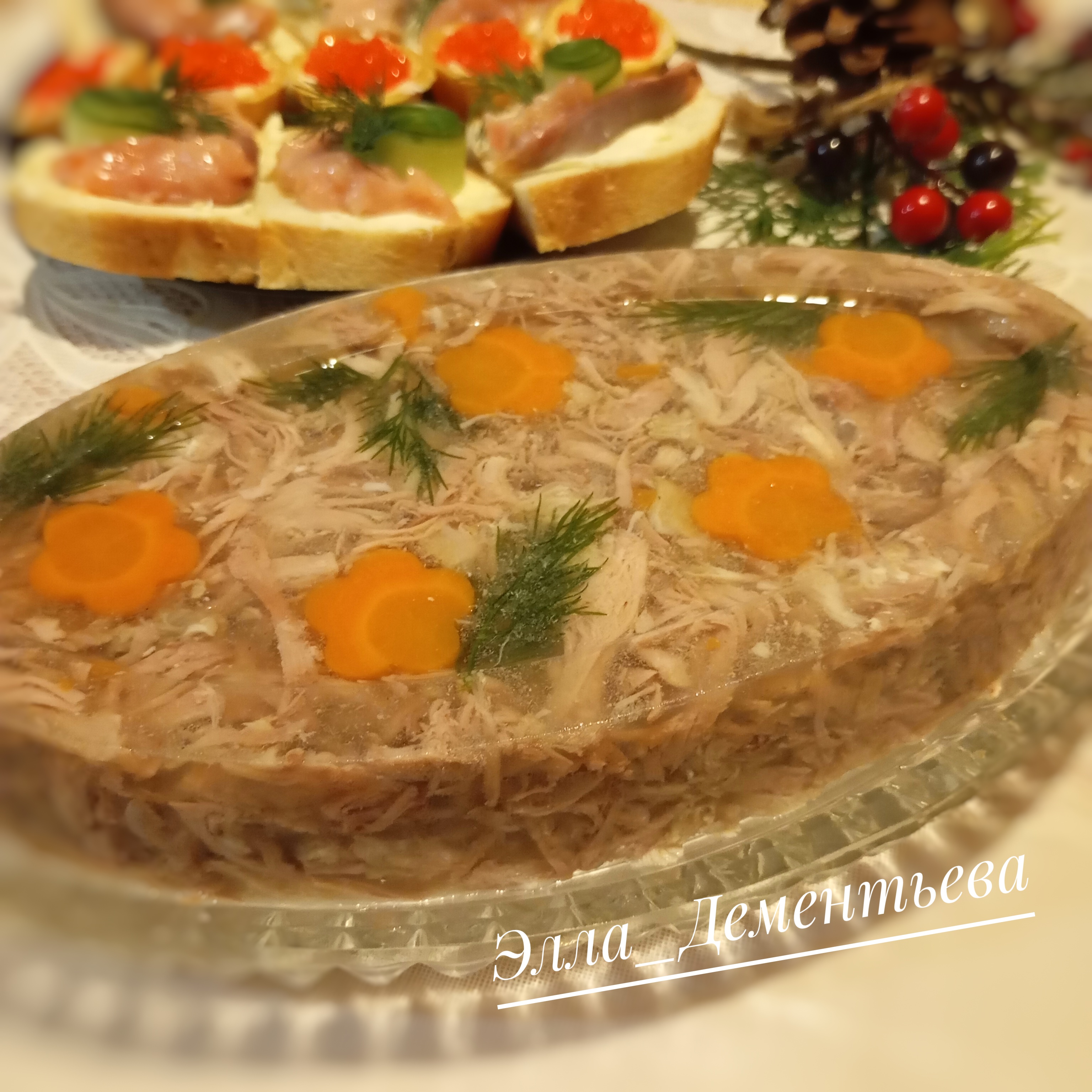 Холодец из свиной рульки и голени индейки на праздничный стол 