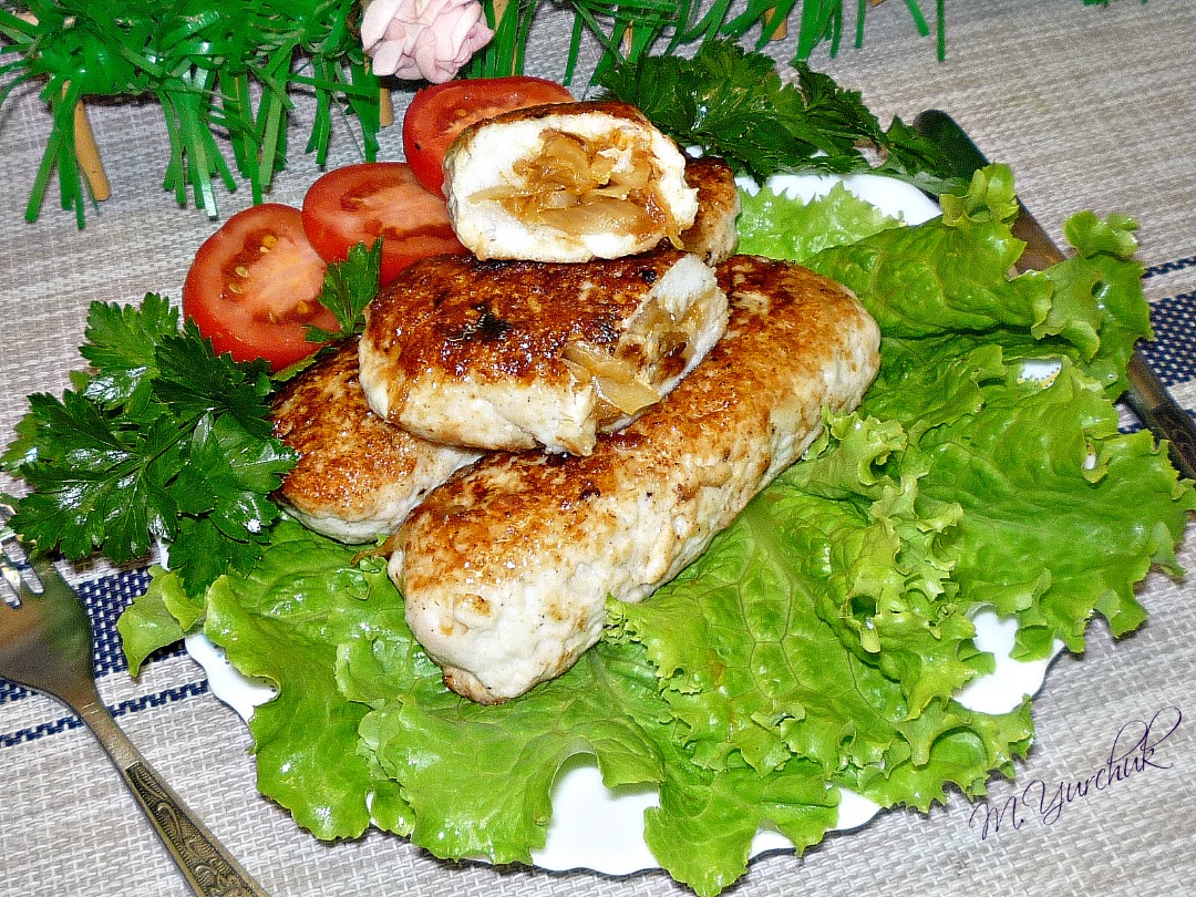 Куриные трубочки, фаршированные овощами