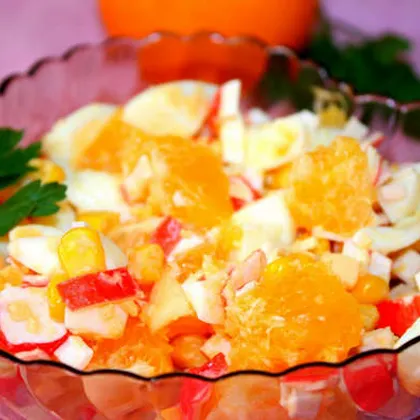 Крабовыми салат с апельсином