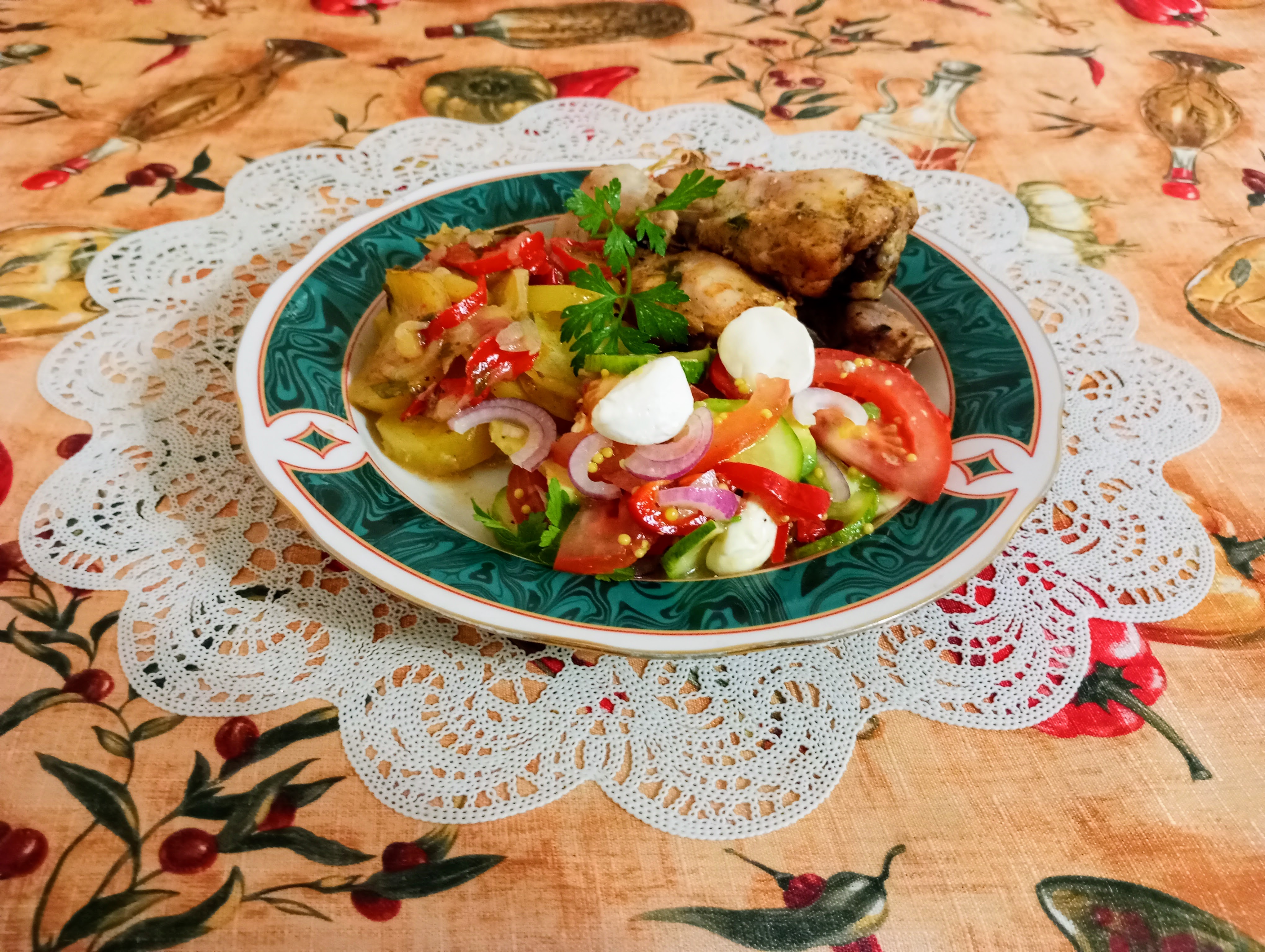 Куриная голень с картофелем запеченные в духовке