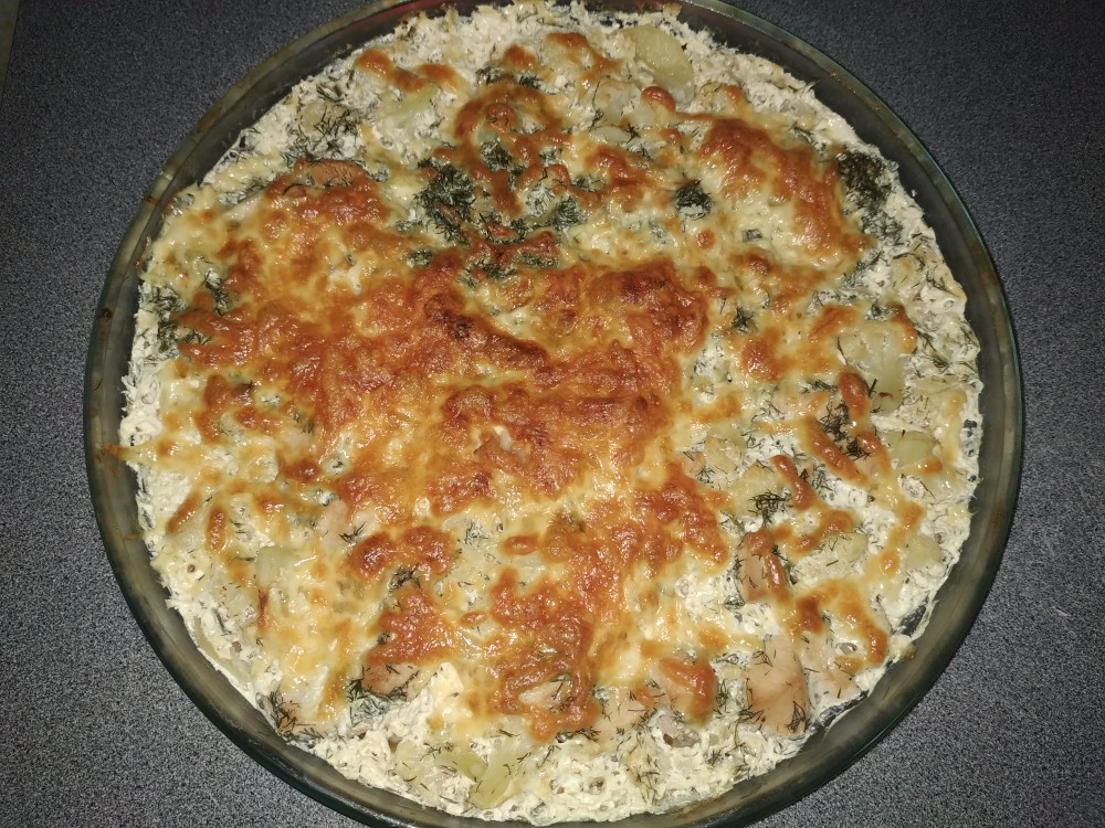 Запеканка овощная в сливках с курицей