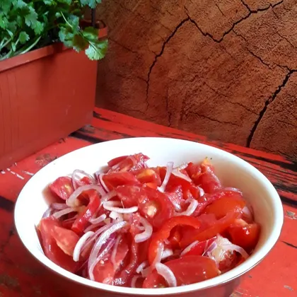 Салат из помидоров, перца и красного лука 🍅🌶🍋🥗