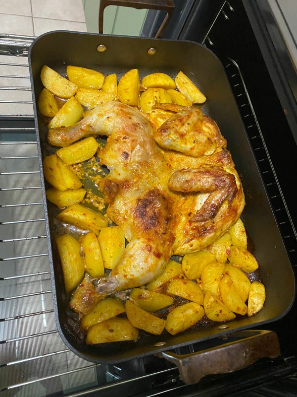 Запеченый картофель с курицей