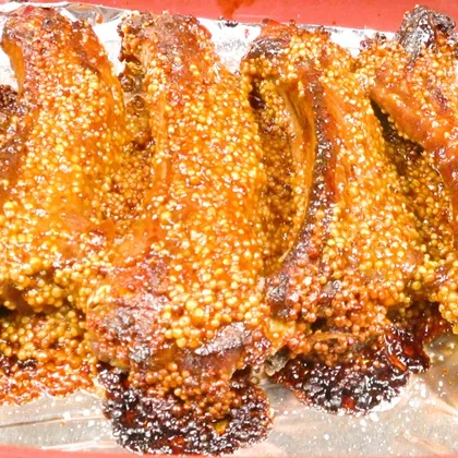 Свиные рёбрышки в медово-горчичном маринаде | Pork ribsin honey and mustard marinade