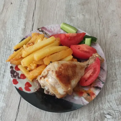 Жареная картошка с курицей