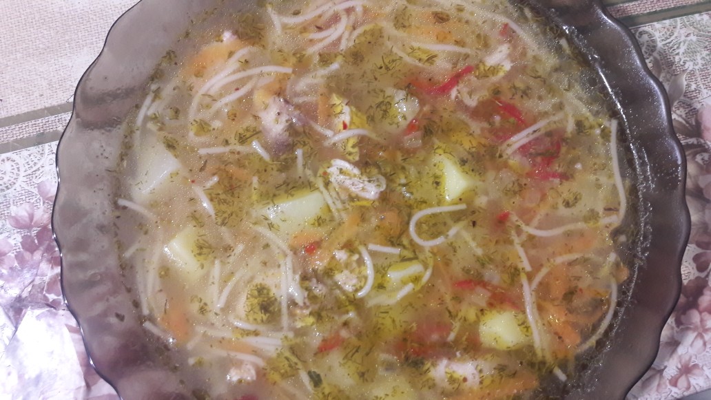 Суп на свинине с макаронами