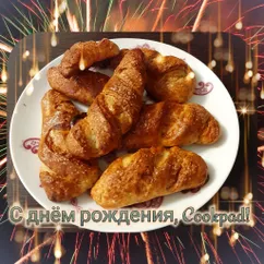 Творожные рогалики с лимонным сиропом и какао