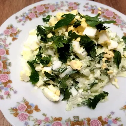 Салат из зеленой редьки с огурцом и яйцом
