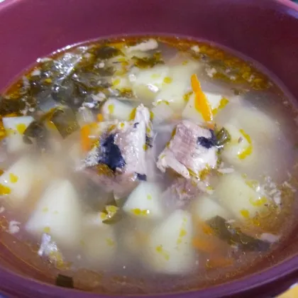 Рыбный суп из консервов с рисом