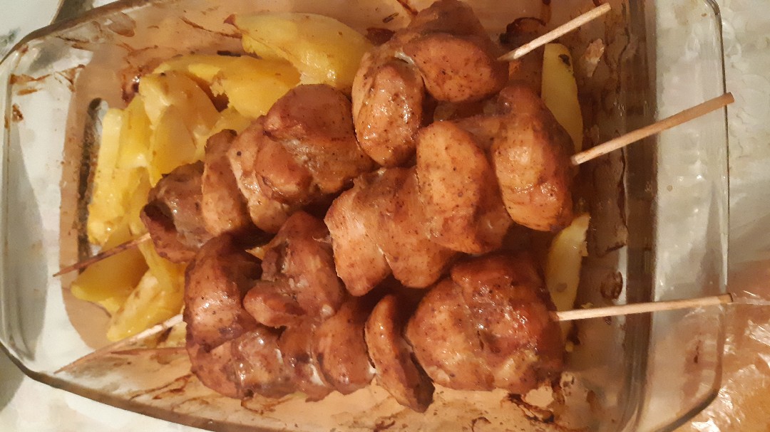 Шашлык из курицы в духовке