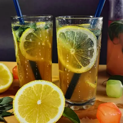 Cold green tea с лимоном и медом