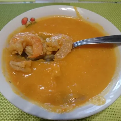 Суп-пюре из тыквы с креветками