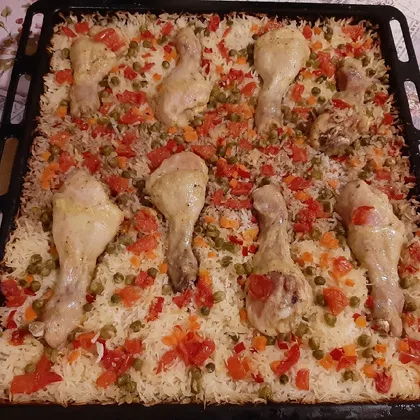 Рис с овощами и куриными ножками