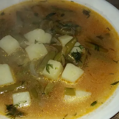 Постный суп со стручковой фасолью
