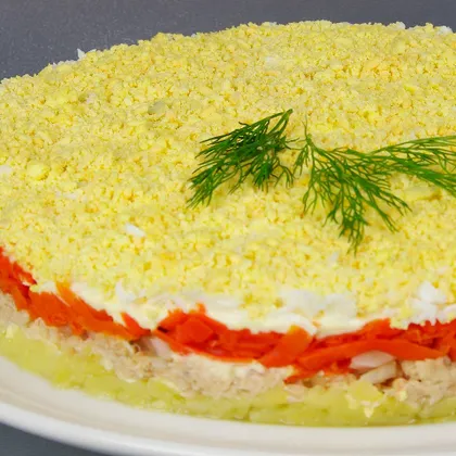 Самый популярный Новогодний слоеный салат 'Мимоза'