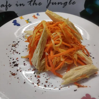 Корейская тыква-морковь со спаржей