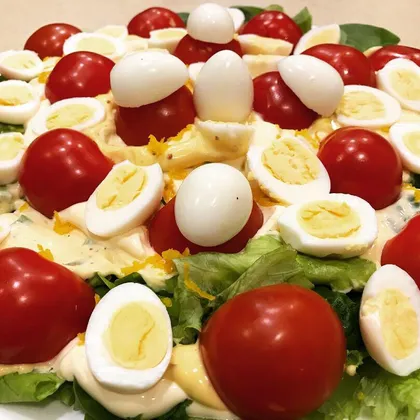 Салат с перепелиными яйцами и шпинатом