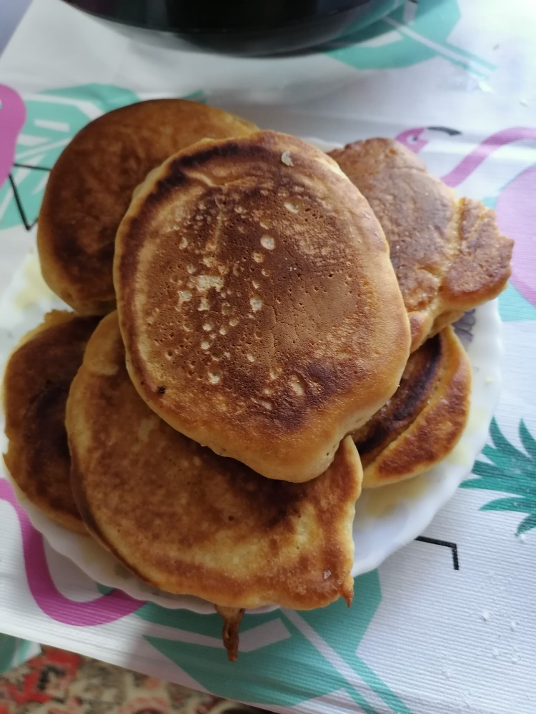 Оладьи на сметане из кукурузной и пшеничной муки!!!