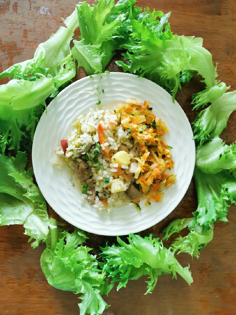 Индейка с овощами и рисом