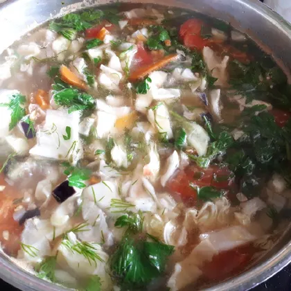 Суп овощной на курином бульоне без картофеля