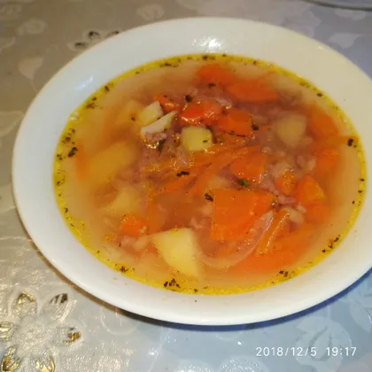 Суп с фаршем, перловкой и овощами
