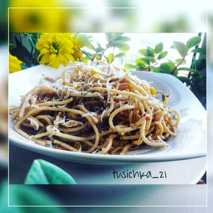 Спагетти с тунцом и кукурузой