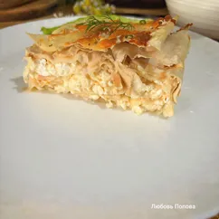 Ачма из лаваша с творогом, адыгейским сыром и сулугуни