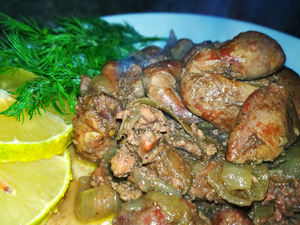 Печень куриная с луком