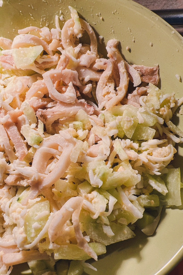 Салат с кальмаром пп