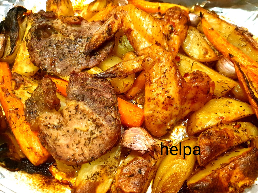 Мясо по деревенски из свинины с картошкой в духовке рецепт с фото пошагово