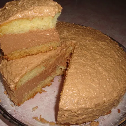 Бисквитный торт с творожно - шоколадным суфле