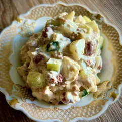 Салат из печени трески и фасоли