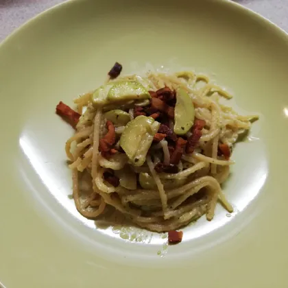 Итальянская кухня :Спагетти а-ля карбонара из цукини