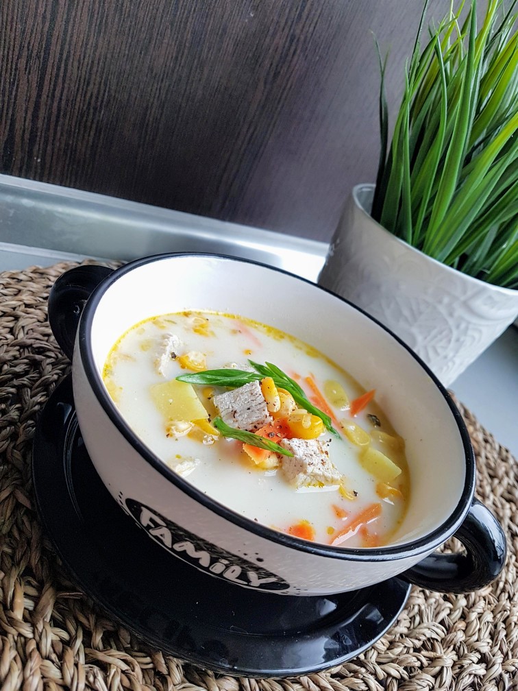Сырный супчик с индейкой и кукурузой🍜