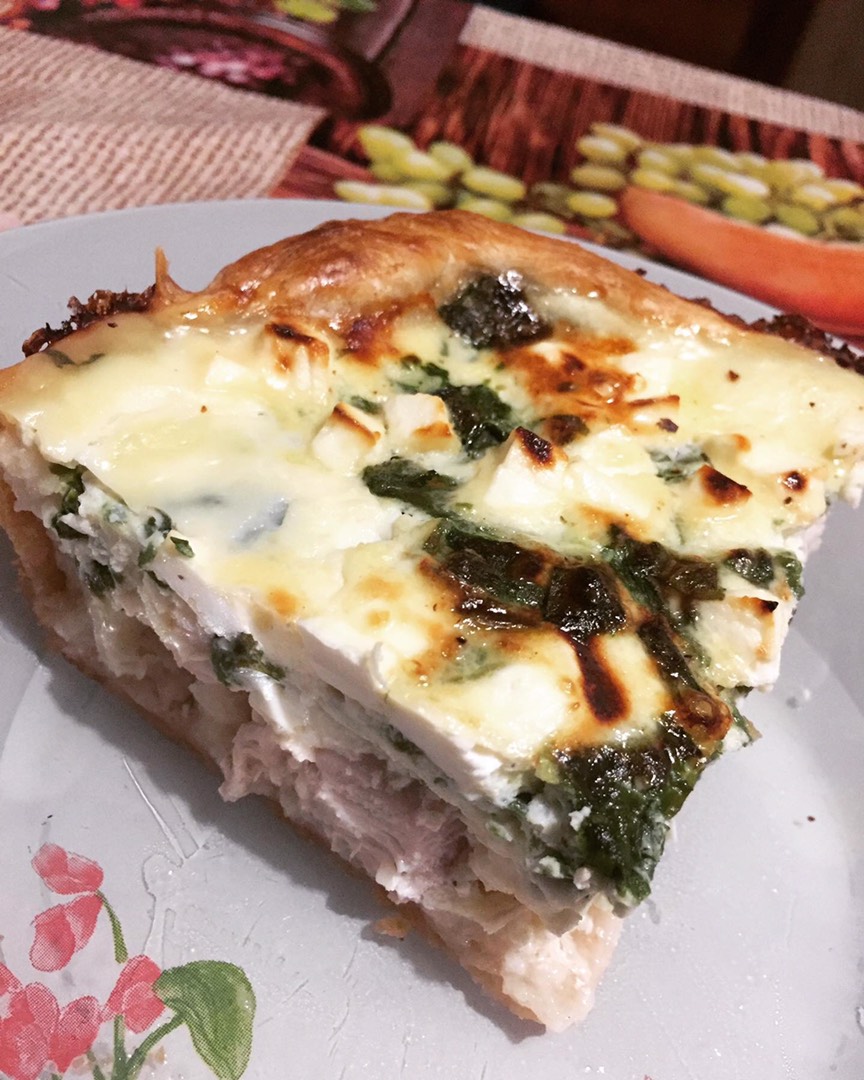 Пирог с курицей, шпинатом и фетой!