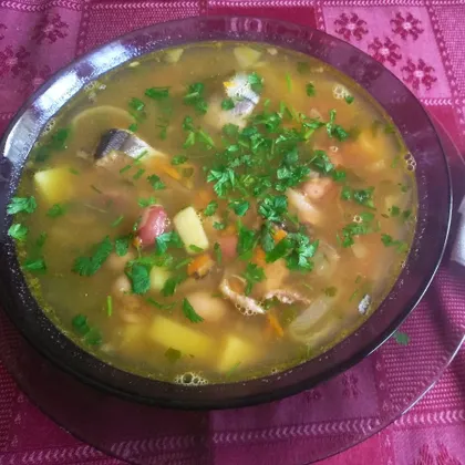 Суп с фасолью и консервированный рыбой