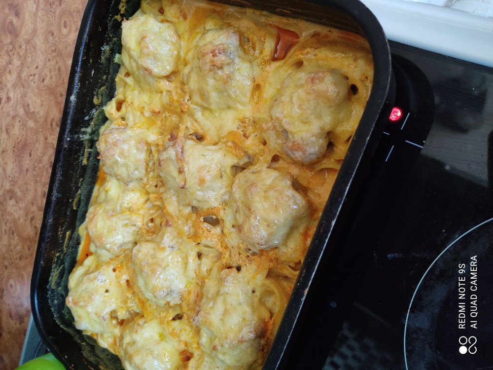 Гнëзда из макарон с фаршем