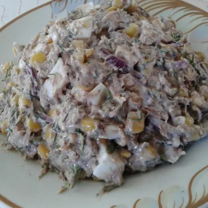 Салатик из тунца с кукурузой.  Кулинарный марафон
