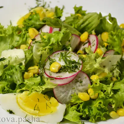 Легкий салат с редисом и кукурузой