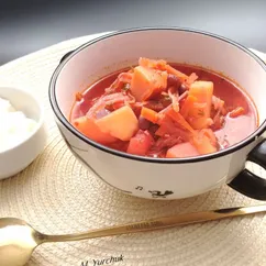 Постный борщ с фасолью