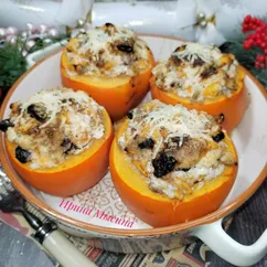 Запечённая хурма, фаршированная творогом