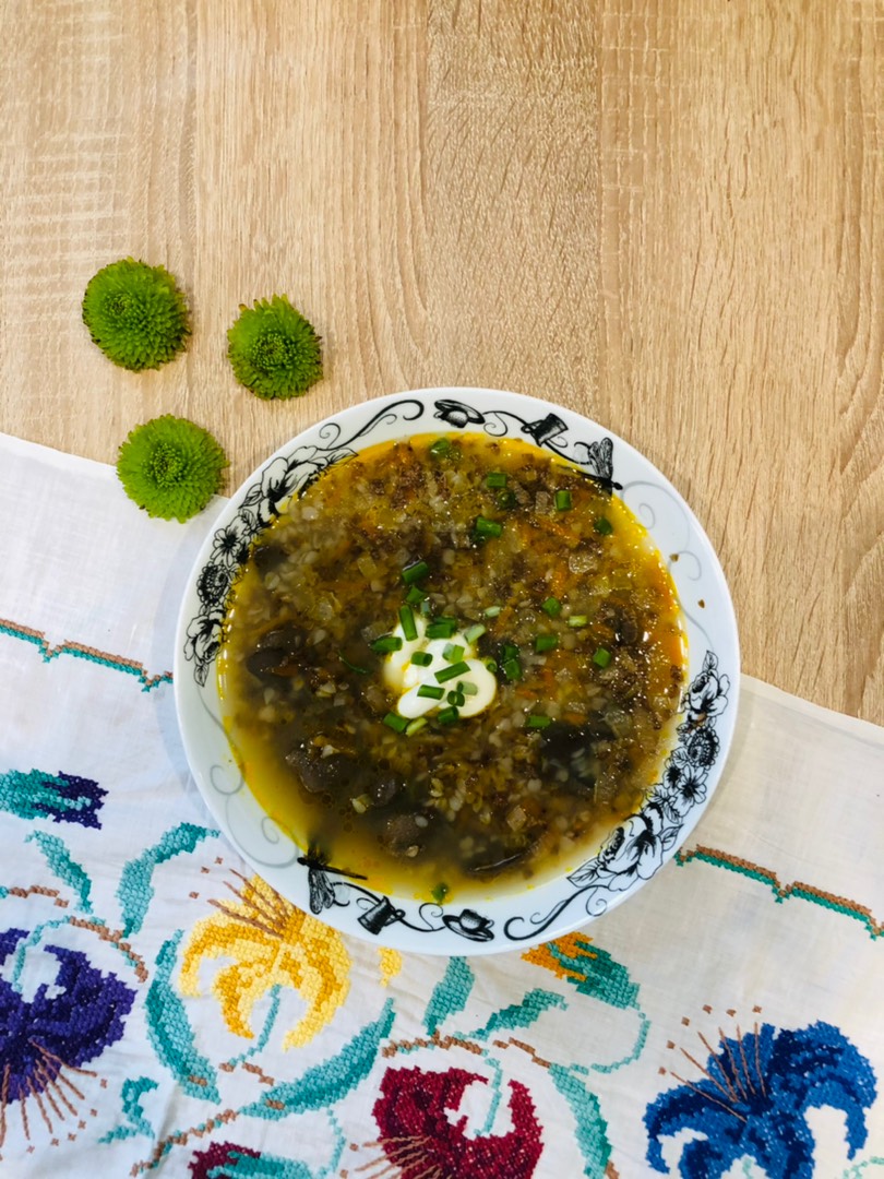 Гречневый суп с куриными сердечками. Год Быка