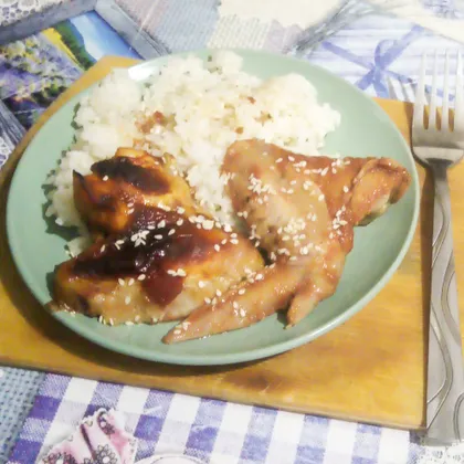 Рис с запечённой курочкой и кунжутом