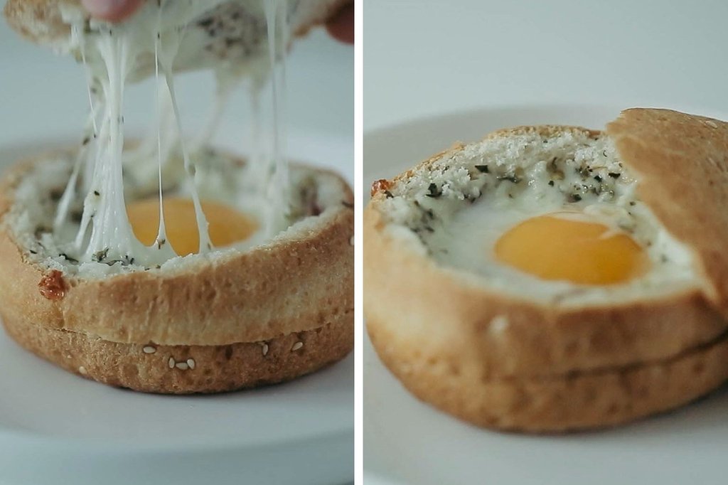 Яичница в булочке, пошаговый рецепт на ккал, фото, ингредиенты - vicky