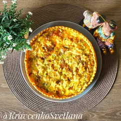 Киш с курицей и луком-пореем