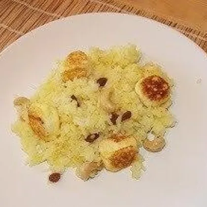 Рис Кесар панир пулао (шафрановый рис с сырными шариками)