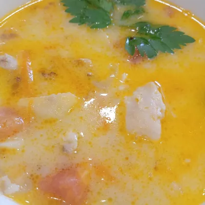 Куриный суп с гречкой и сыром